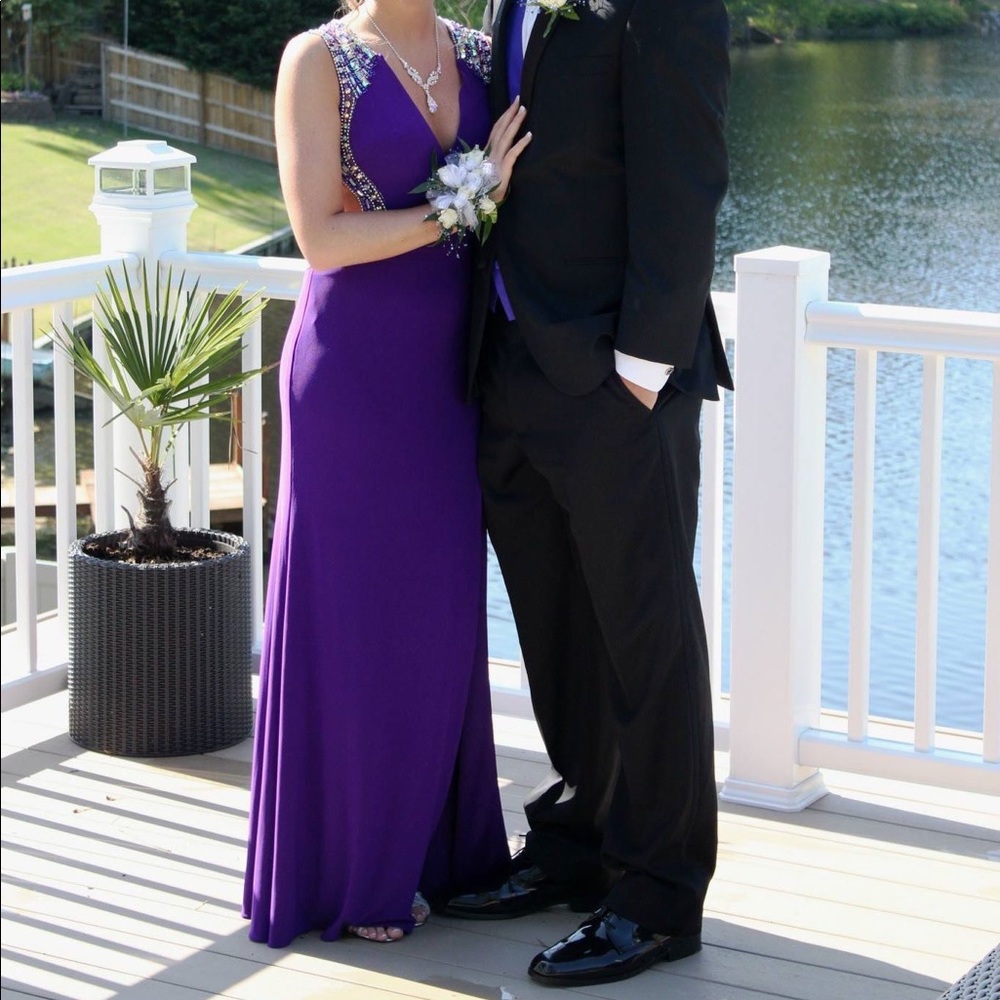 Purple and sequence Prom Dress